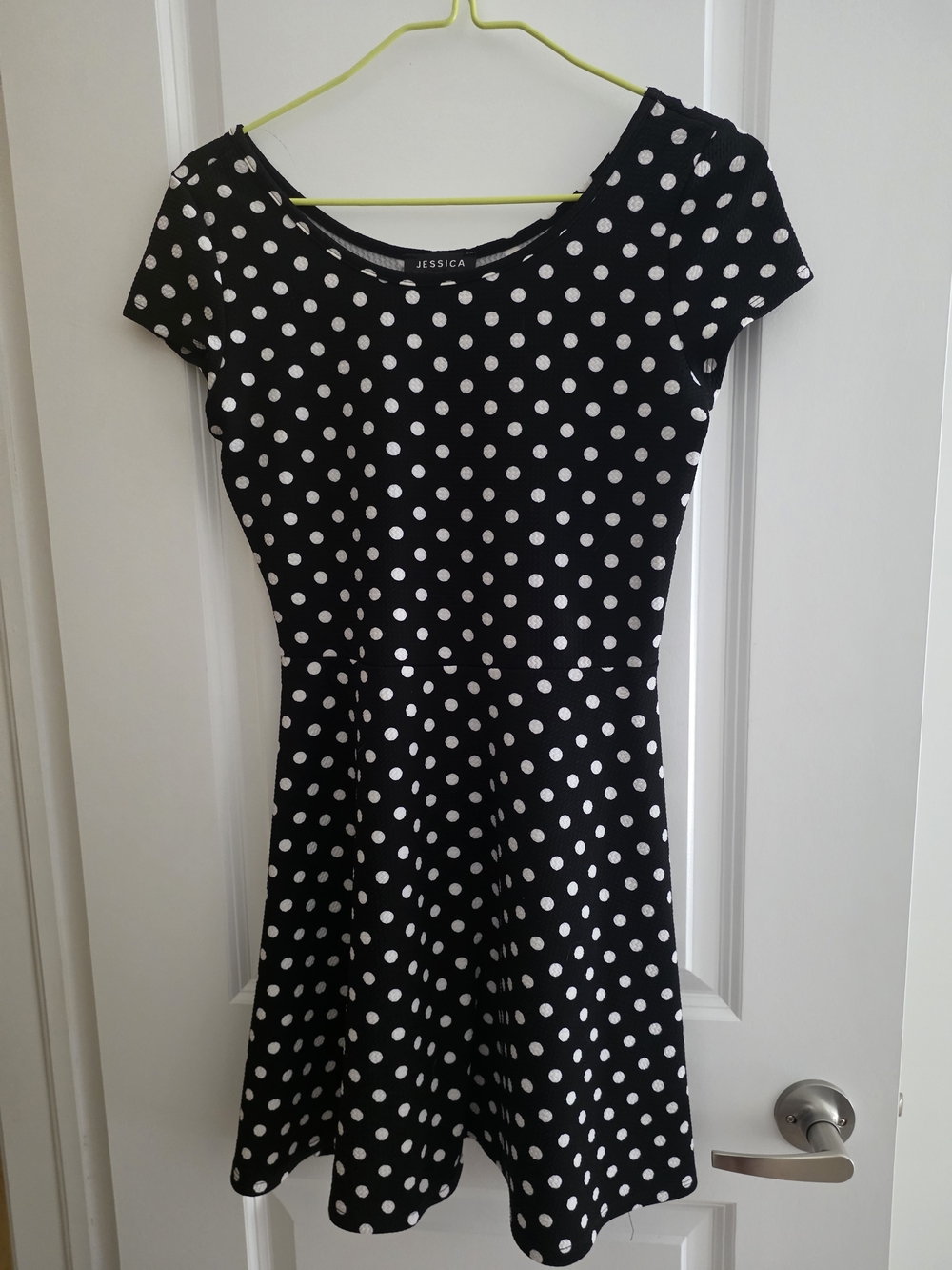 Jessica Black Dress with White Polka Dots